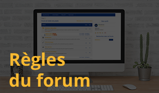 ordinateur avec un texte pour présenter les règles du forum