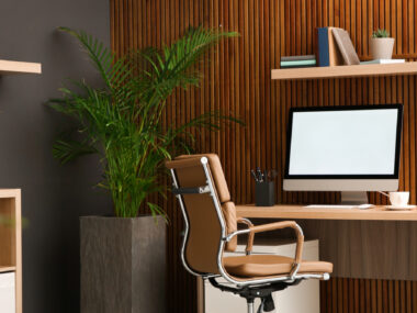 Bureau de télétravail avec plantes vertes photo de couverture