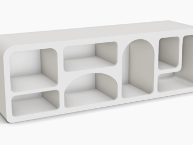 Meuble horizontal en béton cellulaire avec plusieurs niches intégrées